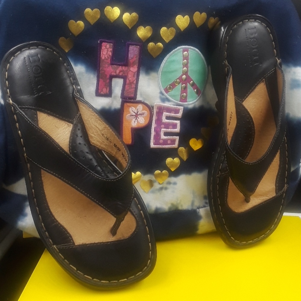 Born chocolate brown leather slippers